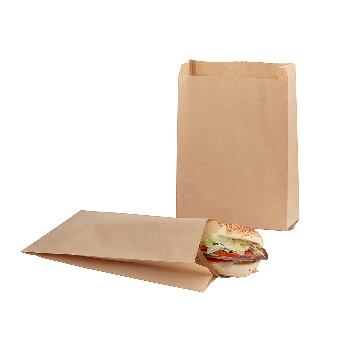 Bag Tek Kraft Paper French Fry / Snack Bag - 7" x 3" x 11" - 100 count box