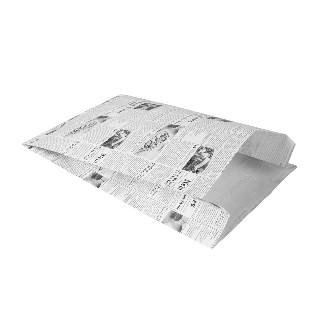 Bag Tek Newsprint Paper French Fry / Snack Bag - 7" x 3" x 11" - 100 count box