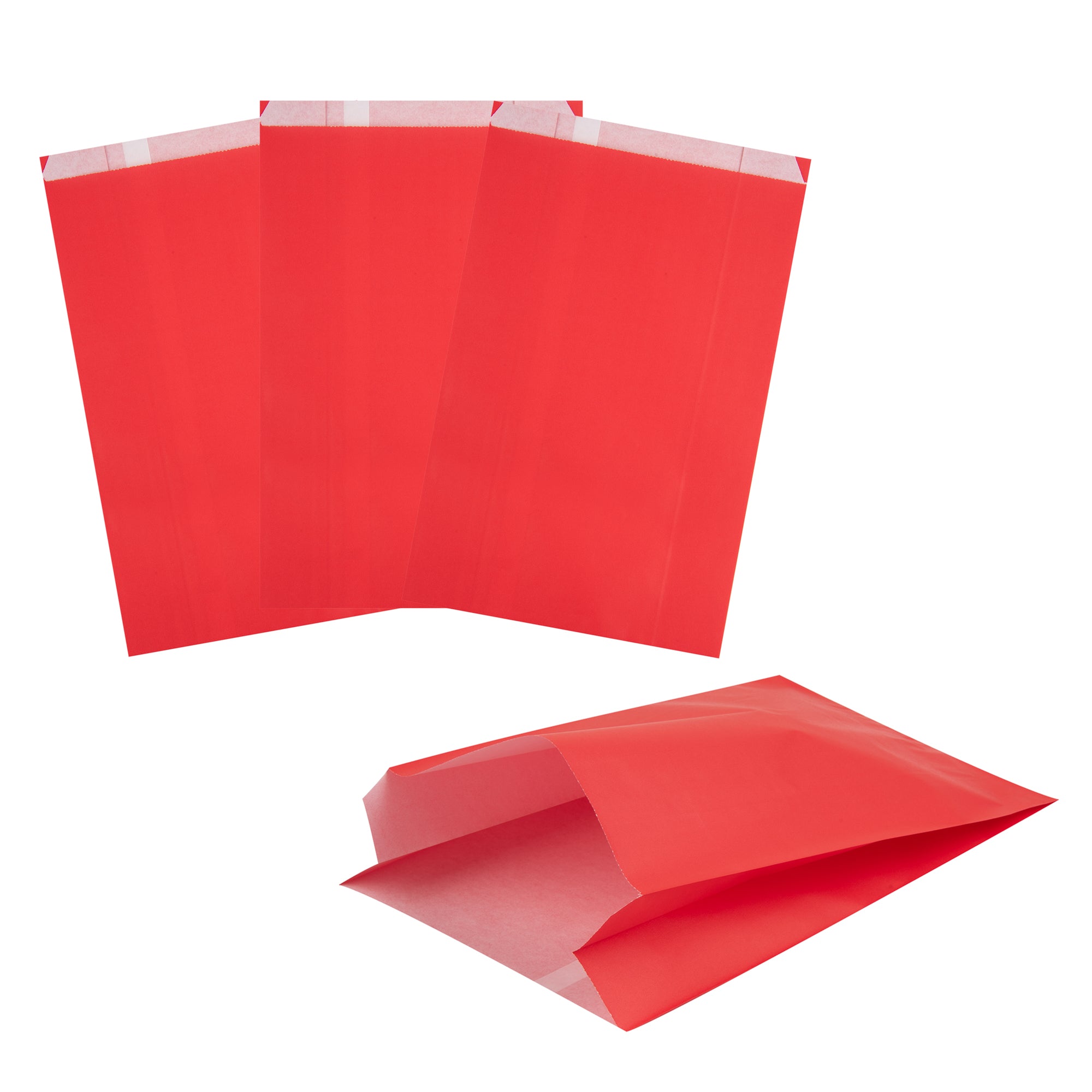 Bag Tek Red Paper French Fry / Snack Bag - 7" x 3" x 11" - 100 count box