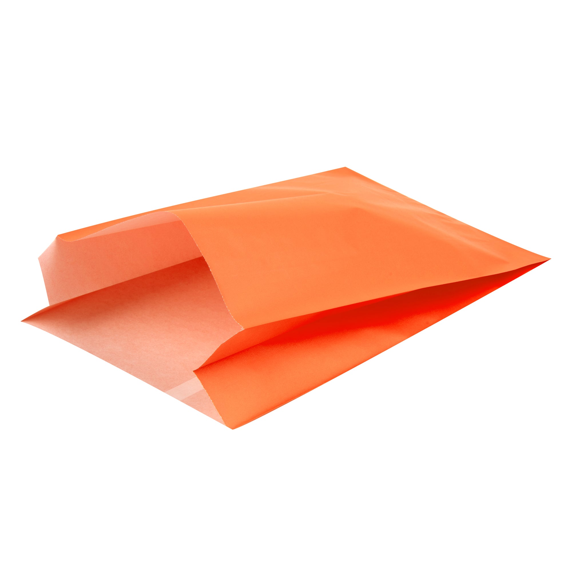 Bag Tek Tangerine Orange Paper French Fry / Snack Bag - 7" x 3" x 11" - 100 count box