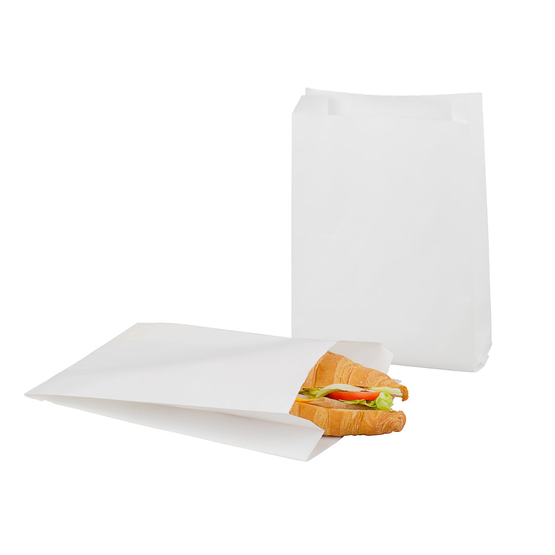 Bag Tek White Paper French Fry / Snack Bag - 7" x 3" x 11" - 100 count box