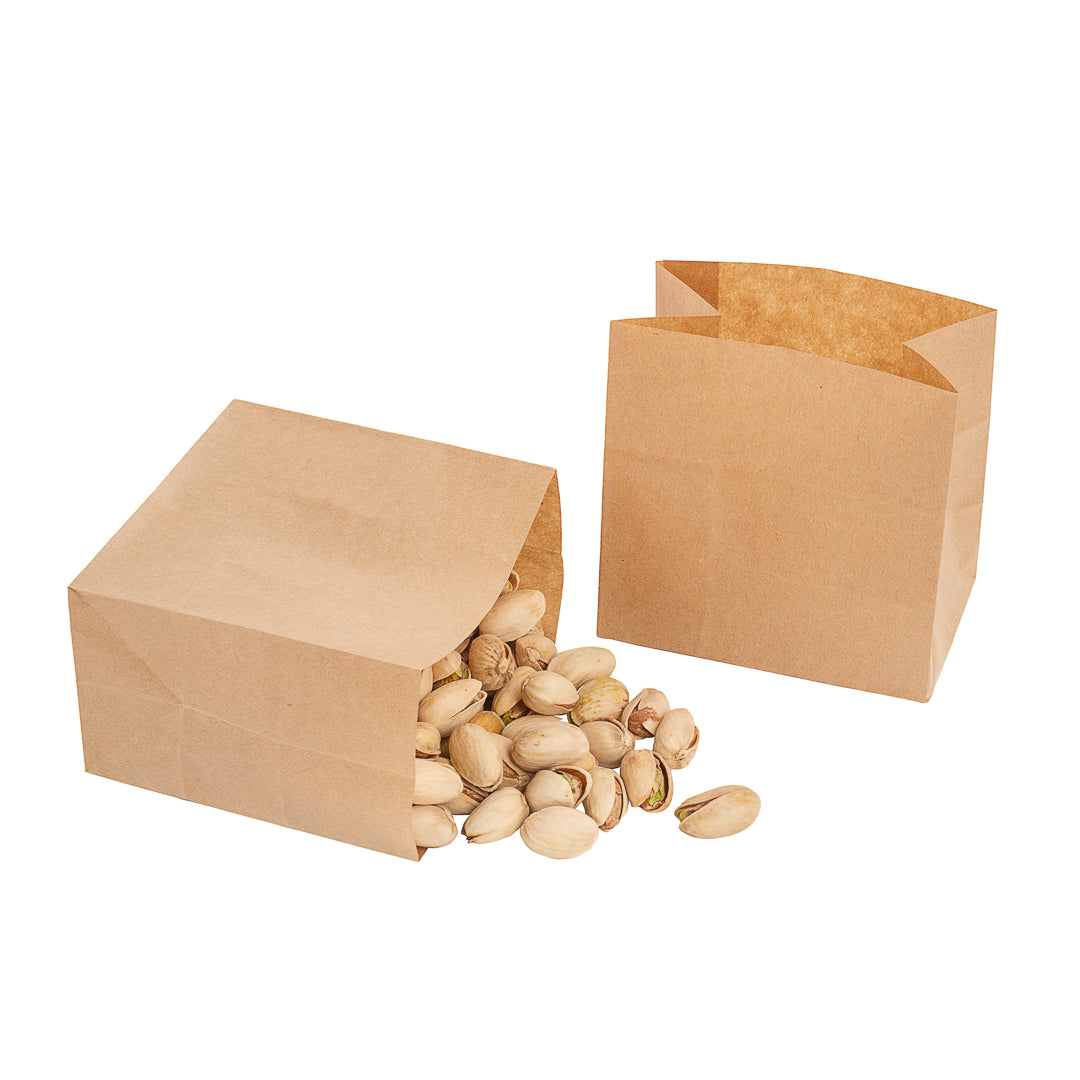 Bag Tek Kraft Paper Small Snack Bag - 4" x 2 1/4" x 3 3/4" - 100 count box