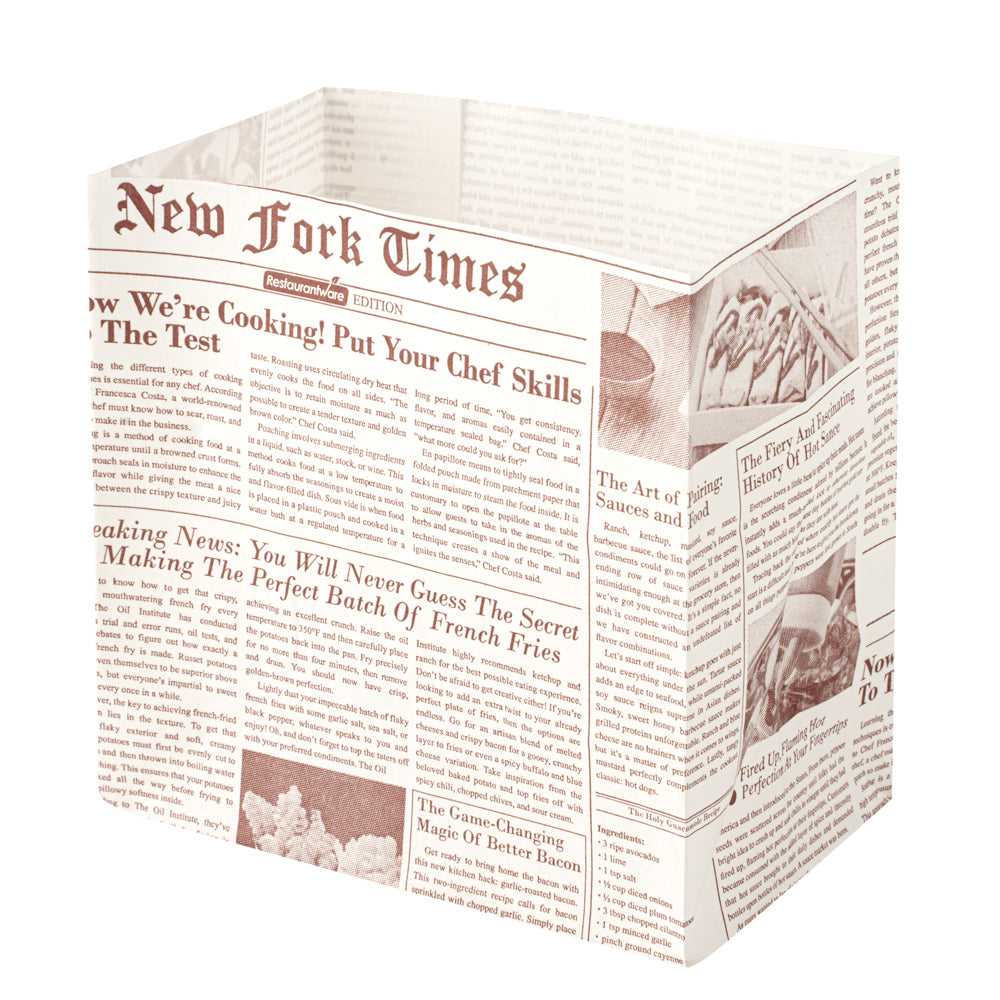 Bag Tek Sepia Newsprint Paper Small Snack Bag -  4" x 2 1/4" x 3 3/4" - 100 count box