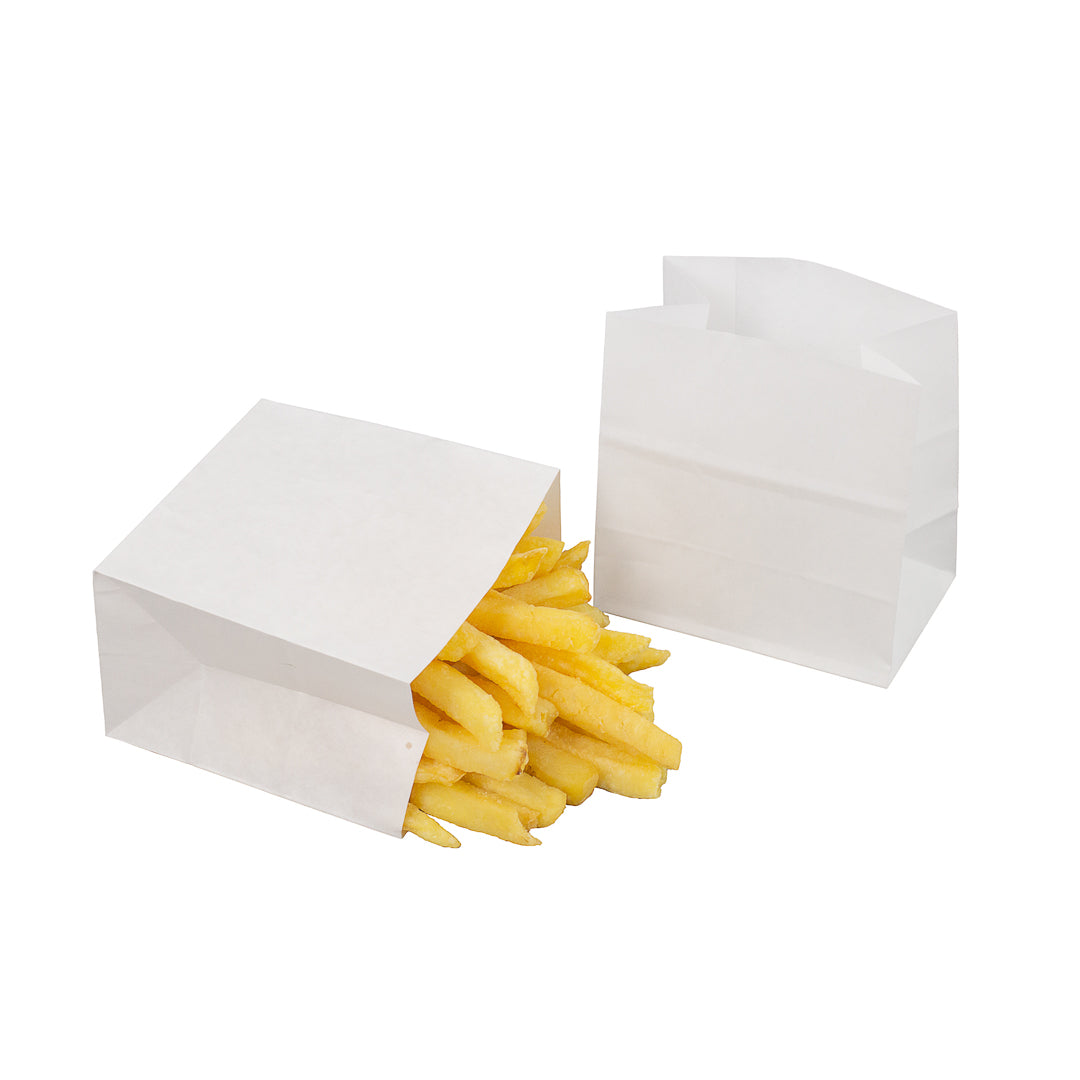 Bag Tek White Paper Small Snack Bag - 4" x 2 1/4" x 3 3/4" - 100 count box