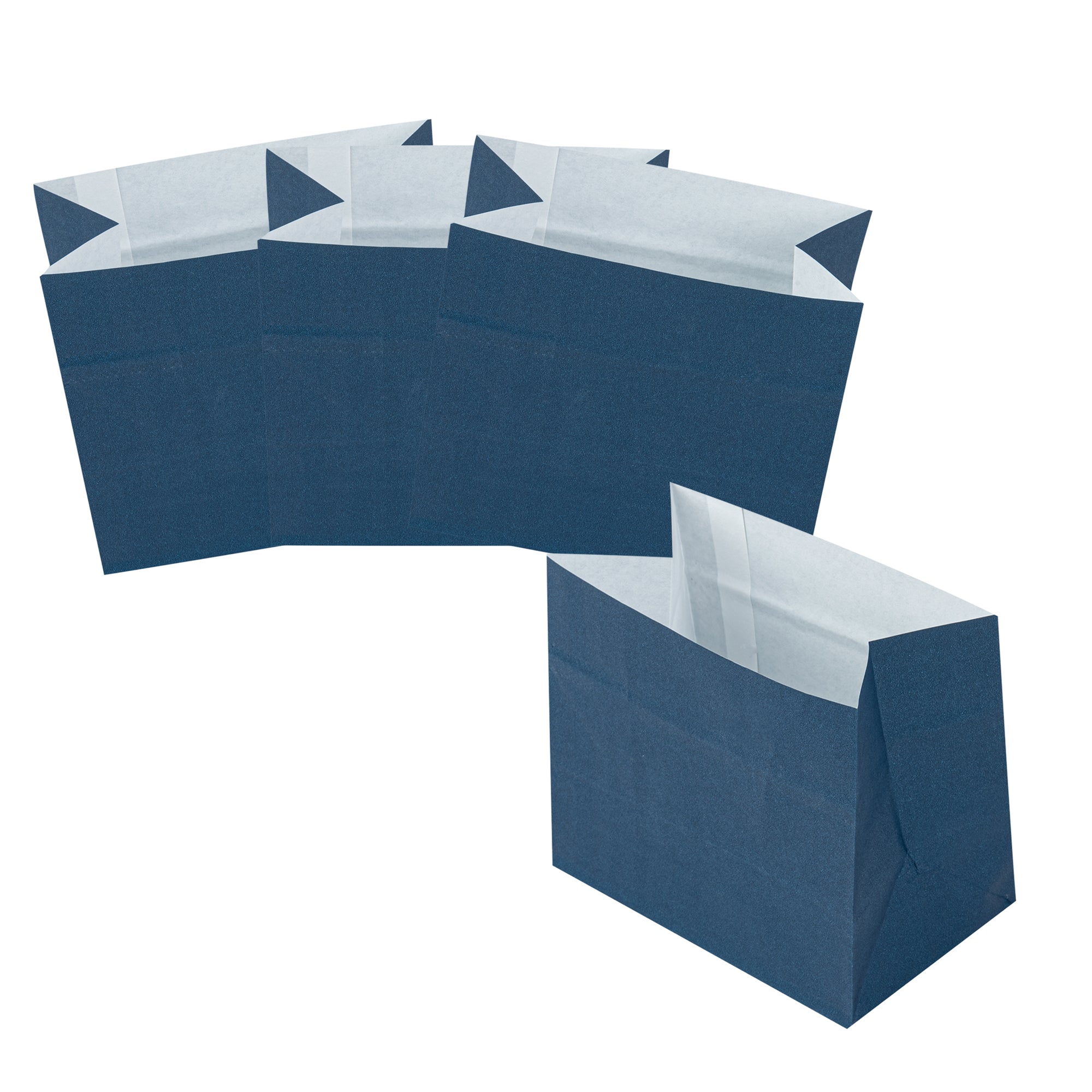 Bag Tek Midnight Blue Paper Large Snack Bag - 4 1/4" x 2 1/2" x 3 3/4" - 100 count box