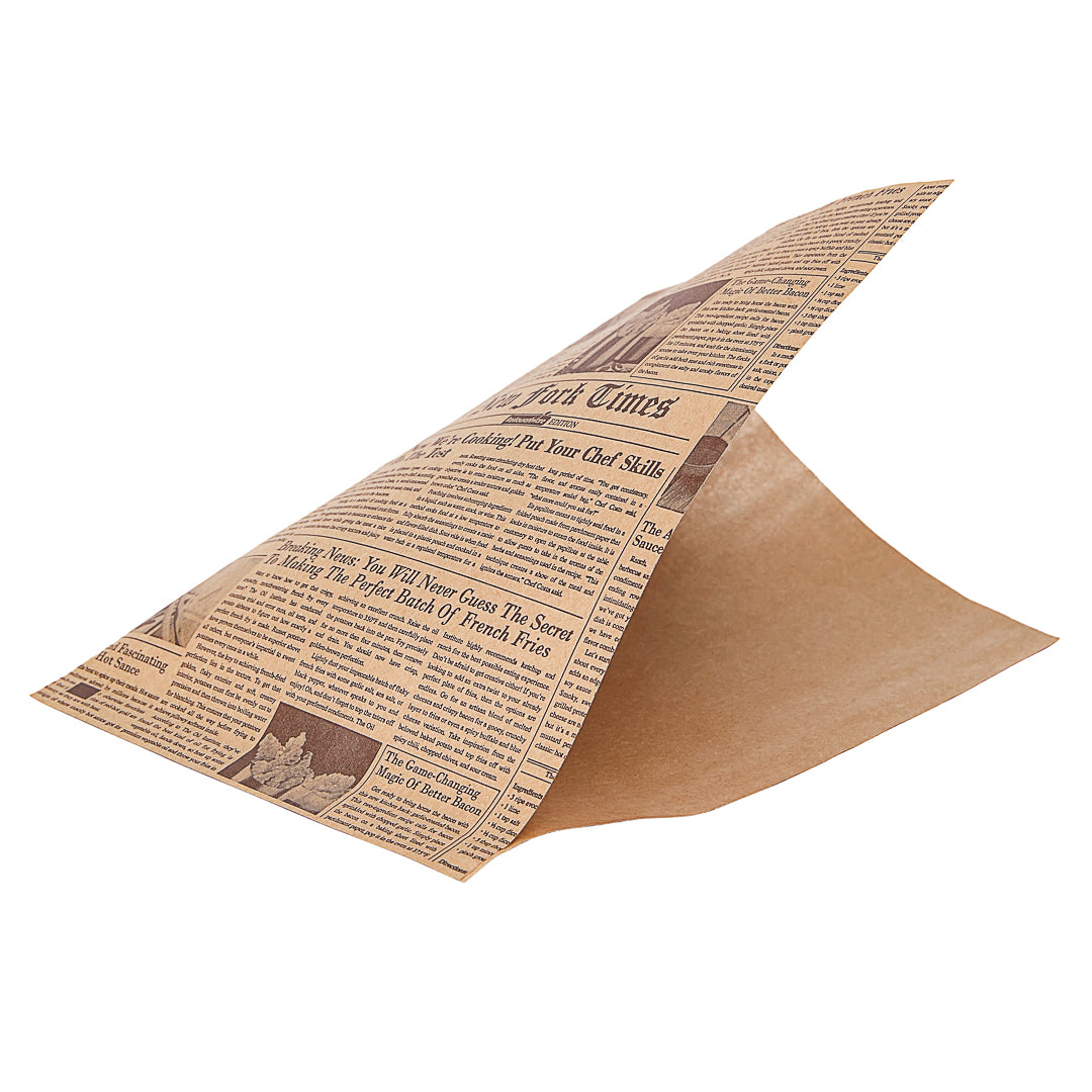 Bag Tek Newsprint Paper Small Double Open Bag - Greaseproof - 6 1/4" x 4 3/4" - 100 count box