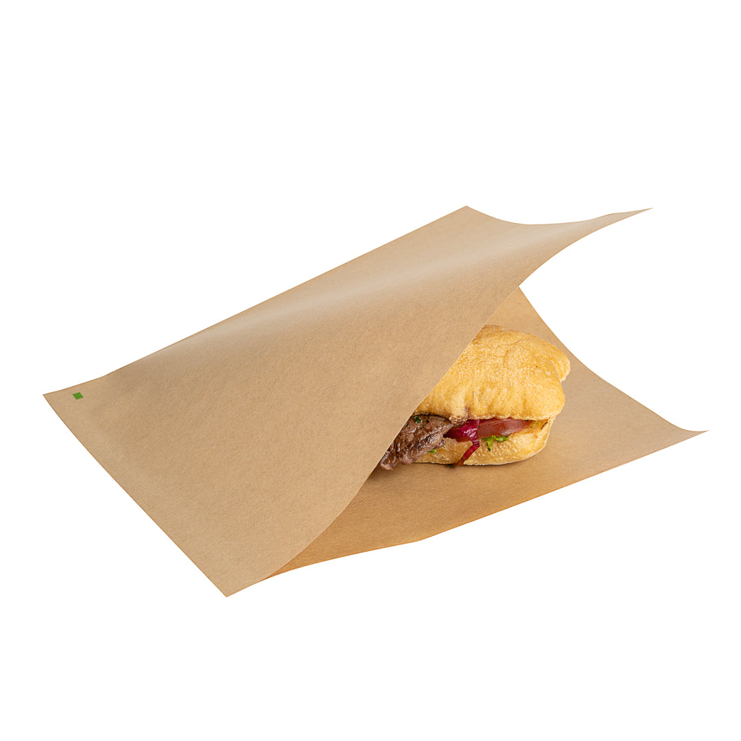 Bag Tek Kraft Paper Large Double Open Bag - Greaseproof - 10" x 9" - 100 count box