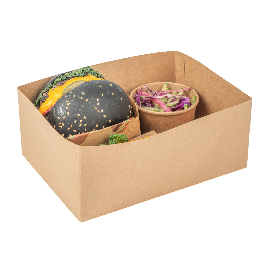 Bio Tek Rectangle Kraft Paper Sandwich / Burger Open Tray - 8 1/2" x 6" x 3 1/2"  -  100 count box