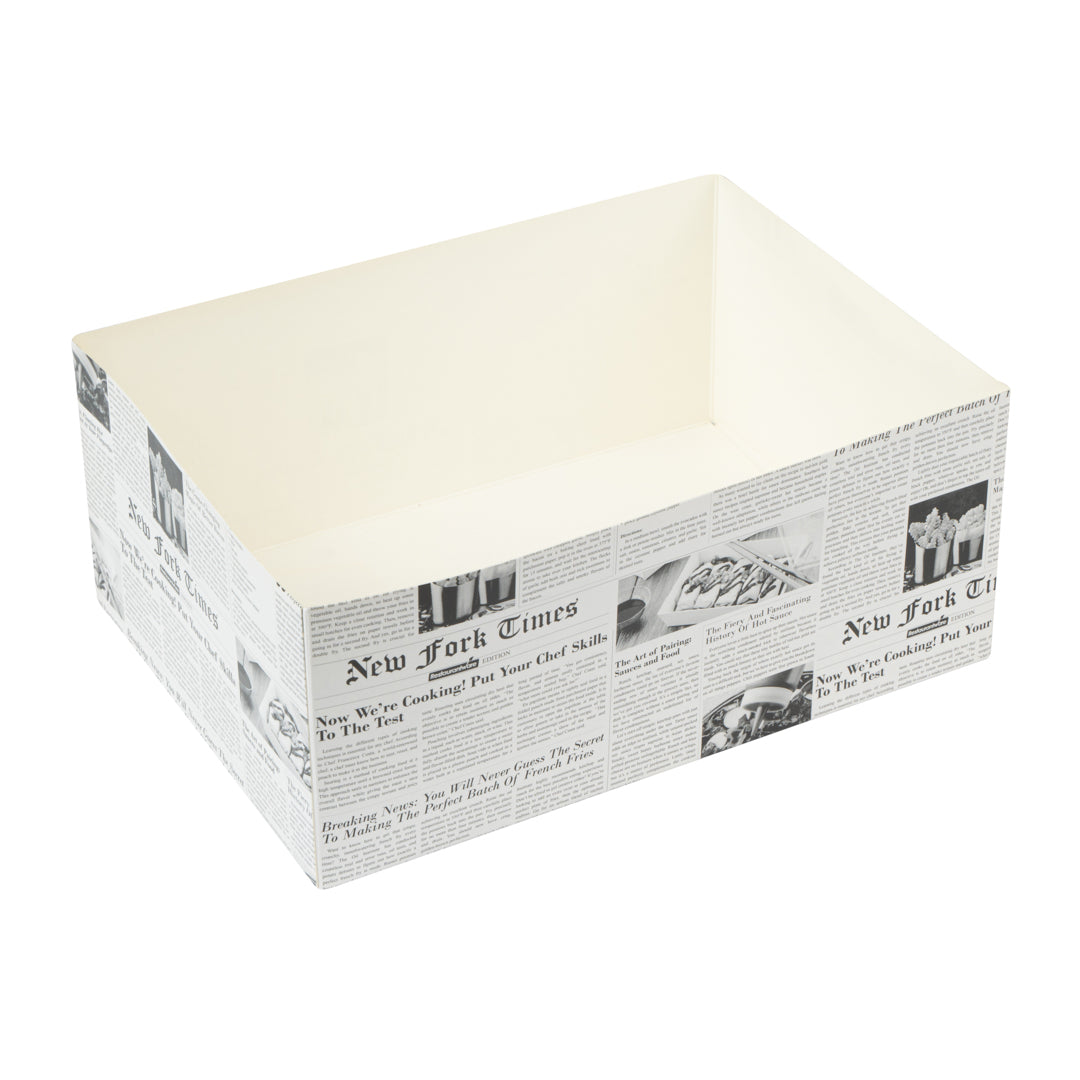 Bio Tek Rectangle Newsprint Paper Sandwich / Burger Open Tray - 8 1/2" x 6" x 3 1/2"  -  100 count box