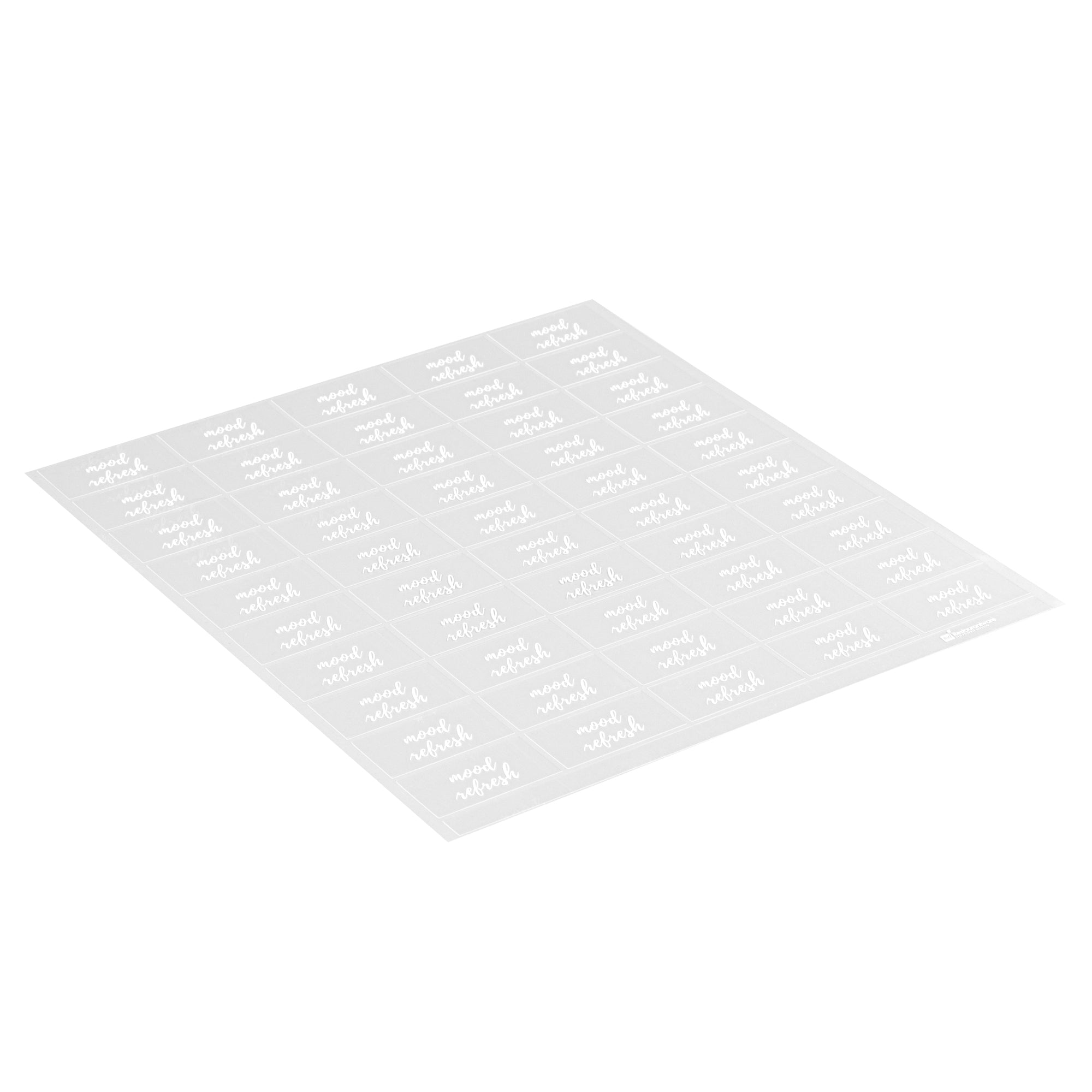 Label Tek Plastic Mood Refresh Label - Clear with White Font, Water-Resistant - 2" x 1" - 100 count box