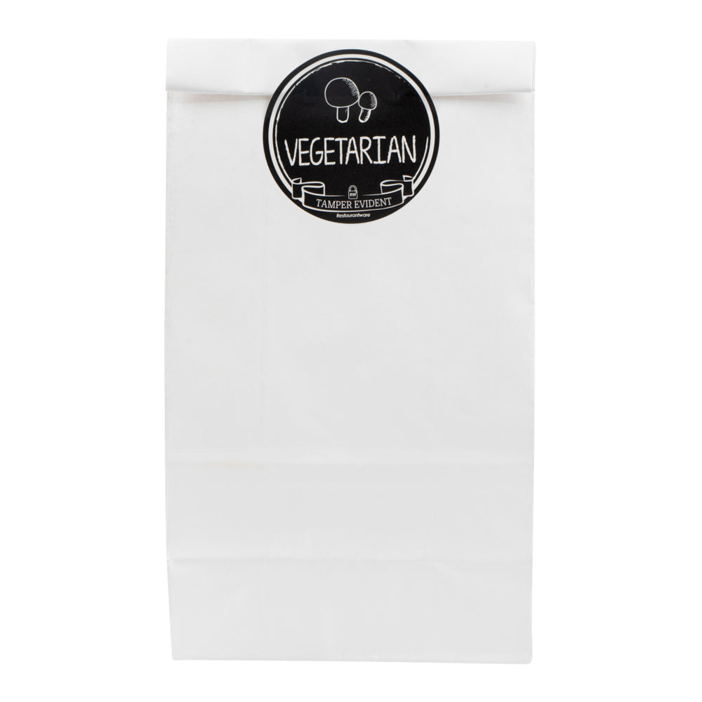 Label Tek Plastic Vegetarian Label - Black with White Font, Tamper-Evident - 2" x 2" - 500 count box