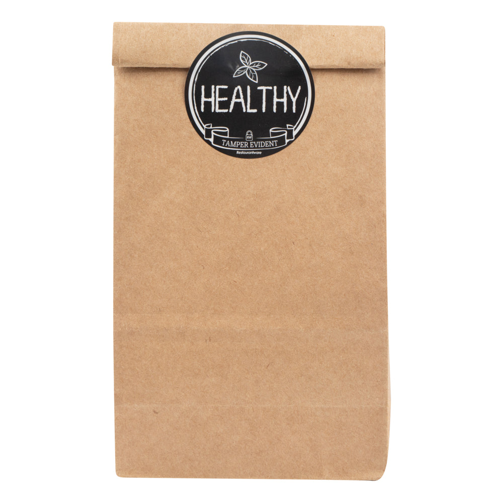 Label Tek Plastic Healthy Label - Black with White Font, Tamper-Evident - 2" x 2" - 500 count box