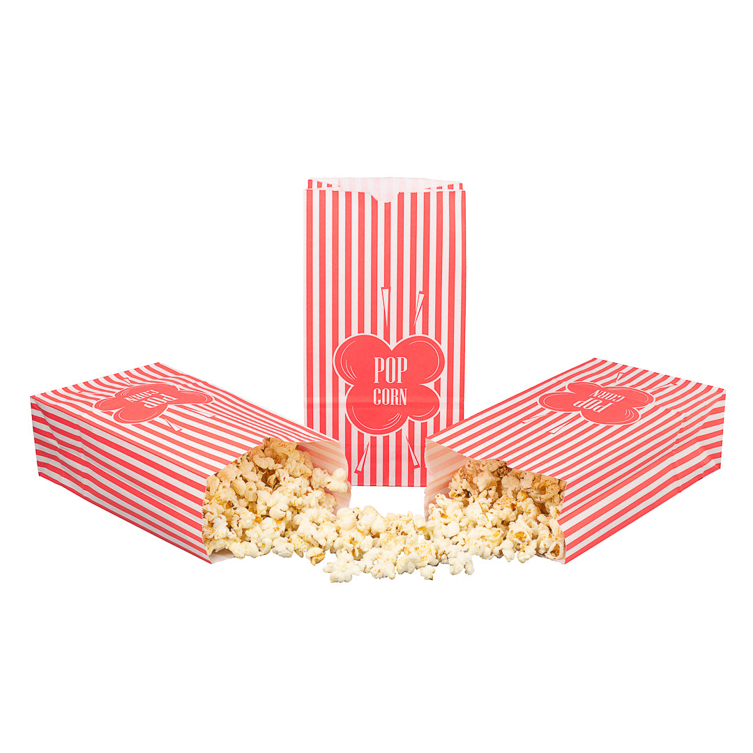 Bag Tek 2 oz Red Paper Popcorn Bag - 5 1/4" x 3" x 10" - 100 count box