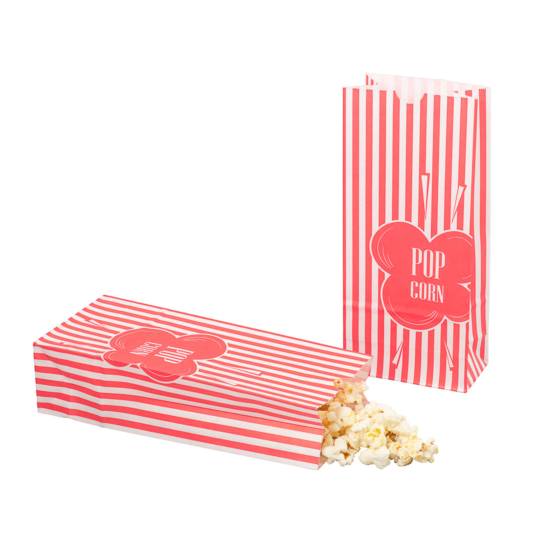 Bag Tek 1 oz Red Paper Popcorn Bag - 4 1/4" x 2 1/4" x 9 1/2" - 100 count box