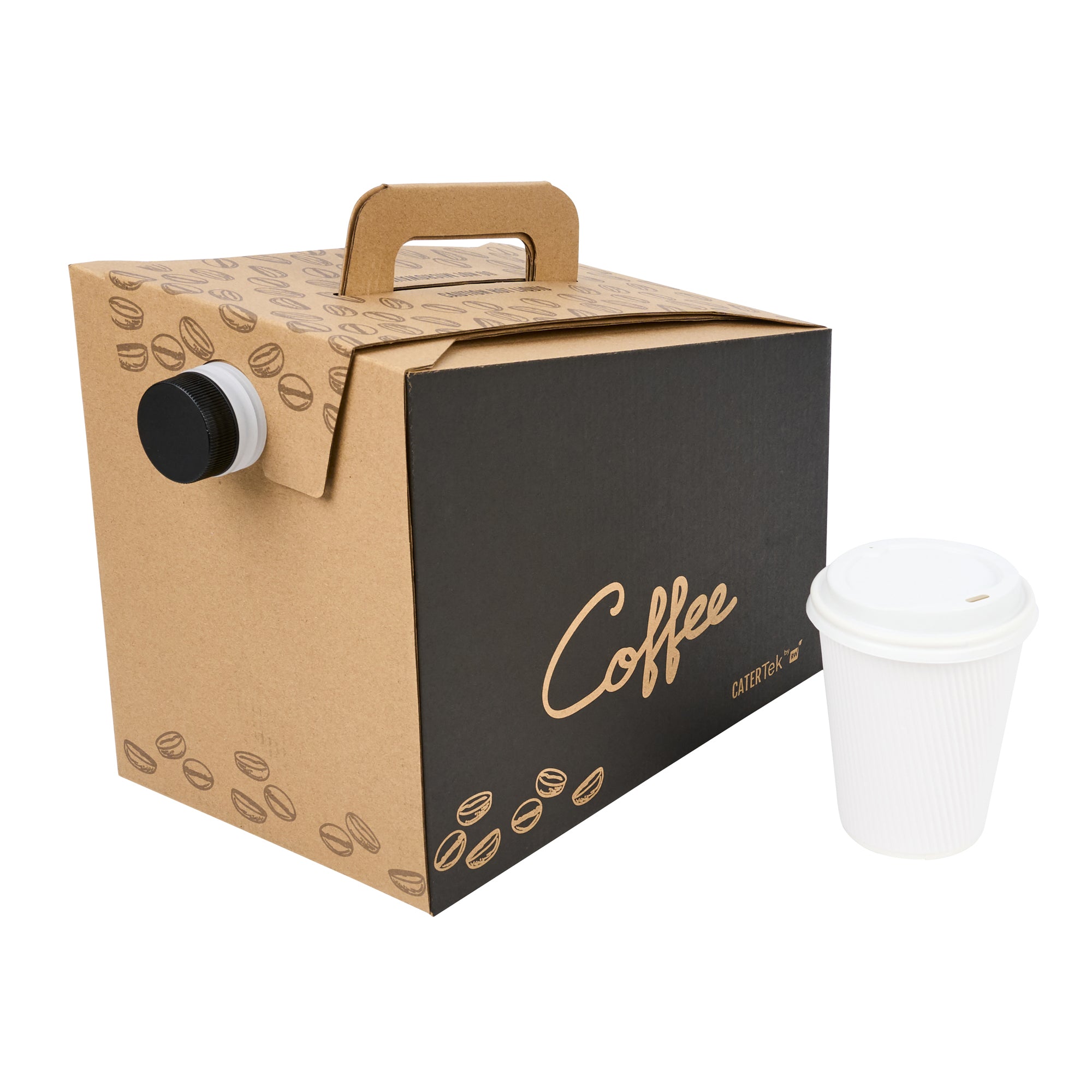 Cater Tek 160 oz Black Paper Coffee Take Out Box - 20 Cups - 10 3/4" x 7 1/2" x 7 3/4" - 10 count box