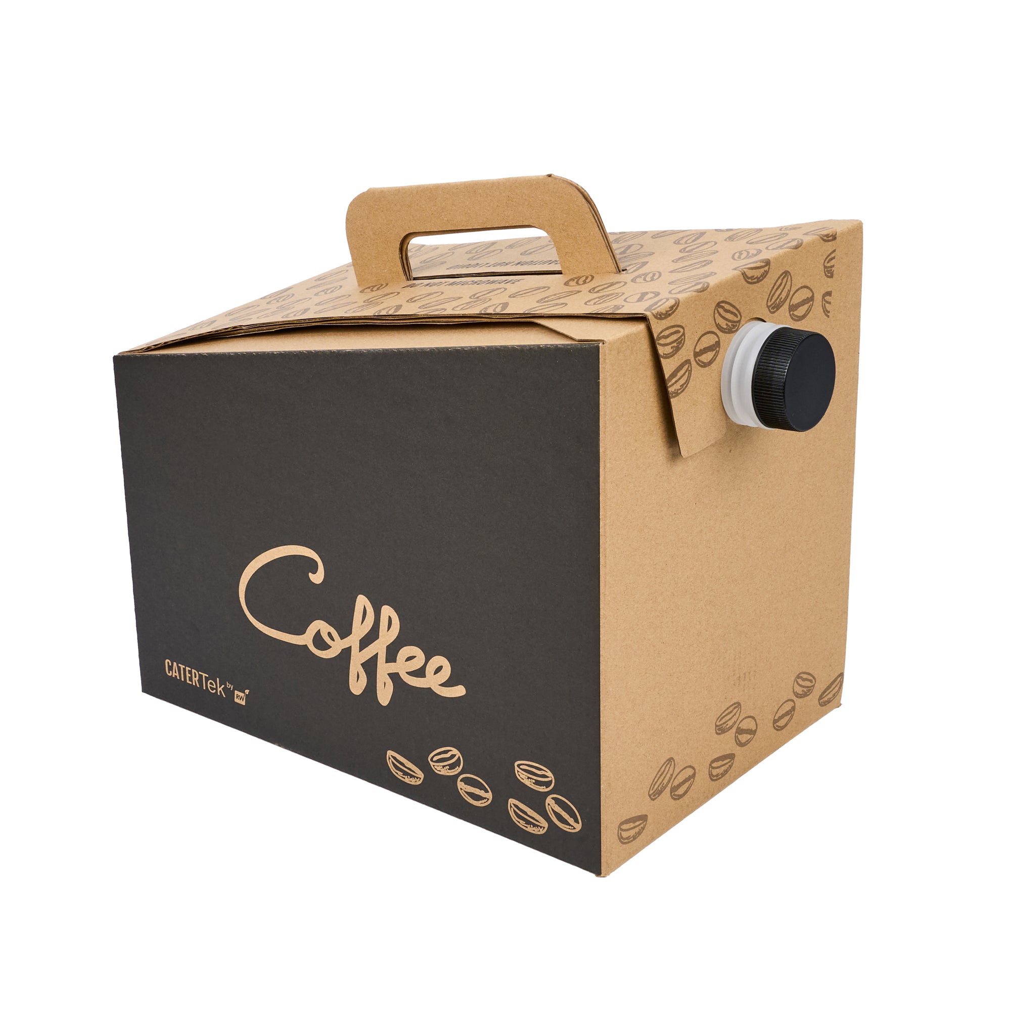 Cater Tek 160 oz Black Paper Coffee Take Out Box - 20 Cups - 10 3/4" x 7 1/2" x 7 3/4" - 10 count box