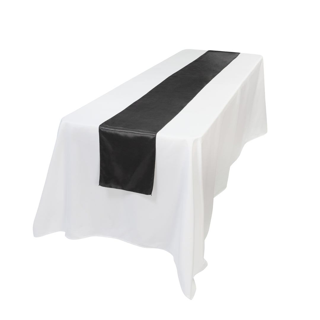 Table Tek Black Satin Table Runner - 12" x 108" - 10 count box