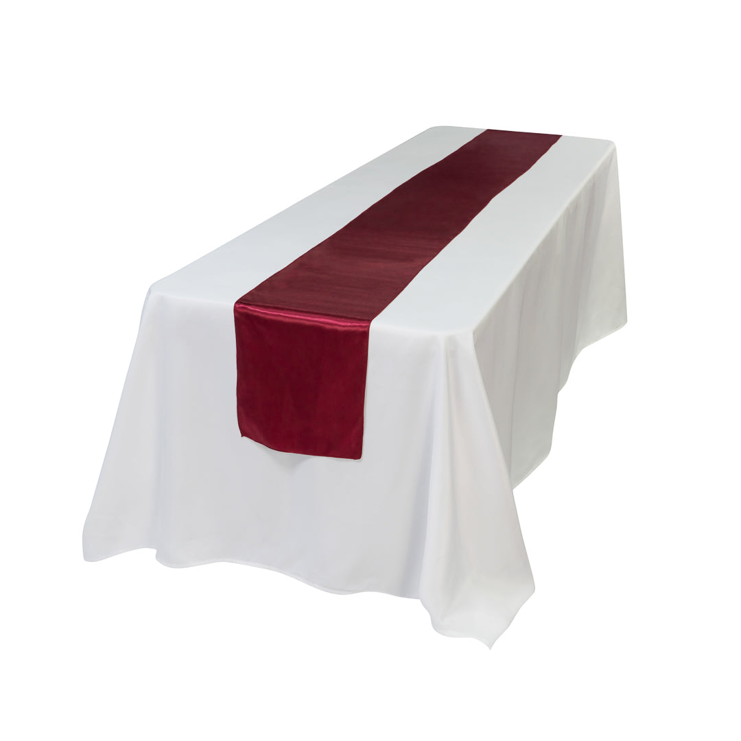 Table Tek Dark Burgundy Satin Table Runner - 12" x 108" - 10 count box