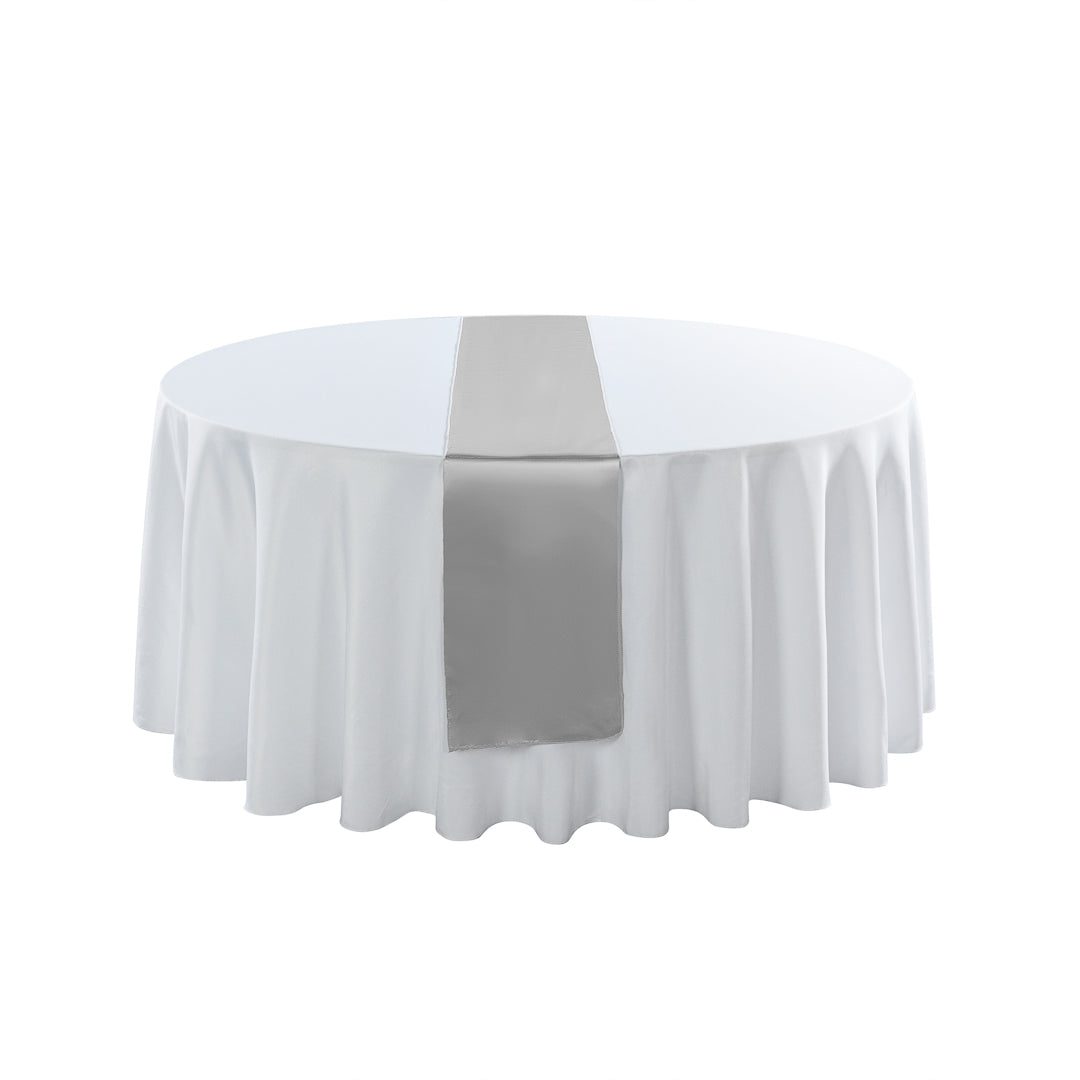 Table Tek Silver Satin Table Runner - 12" x 108" - 10 count box