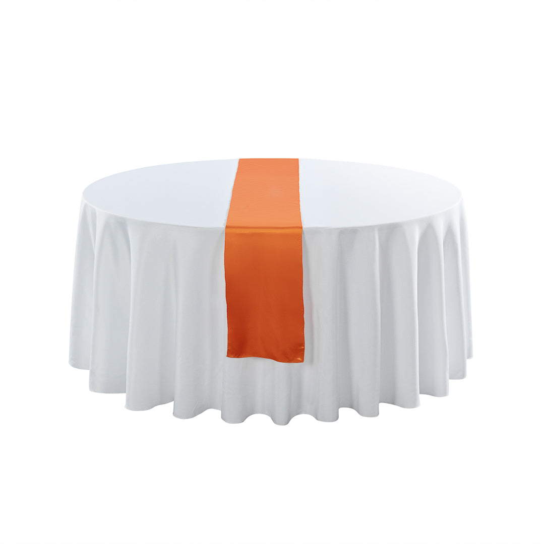 Table Tek Tangerine Orange Satin Table Runner - 12" x 108" - 10 count box