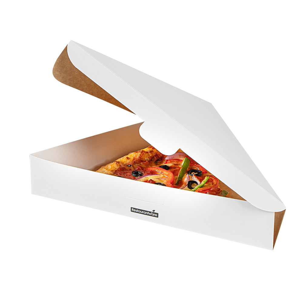 Eco Pie White Paper Pizza Slice Box - Clamshell - 9 1/4" x 10 1/4" x 1 3/4" - 100 count box