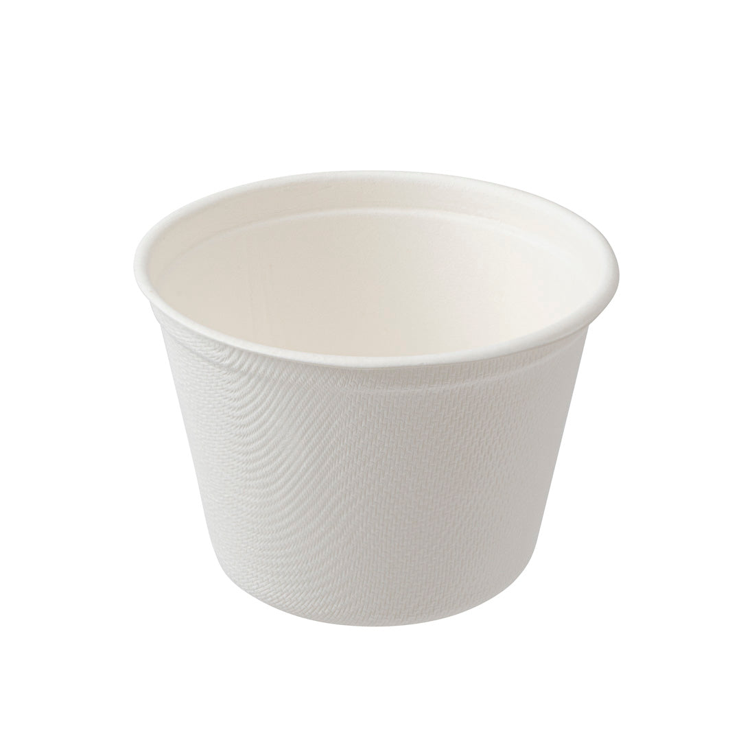 Pulp Tek 5 oz Round White Sugarcane / Bagasse Cup - 3" x 3" x 2" - 100 count box