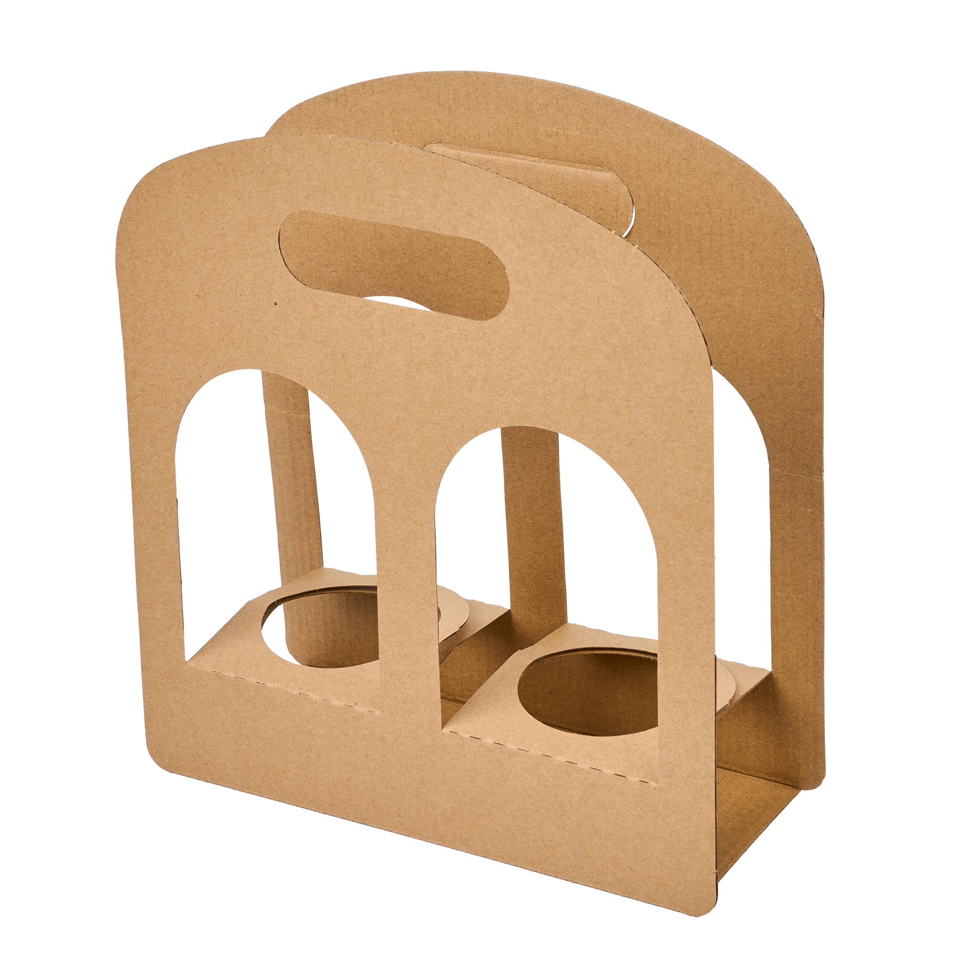 Bio Tek Kraft Paper Sunrise Drink Carrier - Fits 2 Cups - 9 3/4" x 4" x 10 3/4" - 100 count box