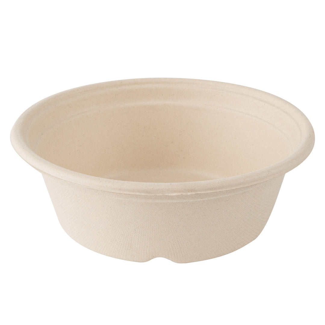 Pulp Tek 30 oz Round Natural Sugarcane / Bagasse To Go Bowl - 7" x 7" x 2 1/2" - 100 count box