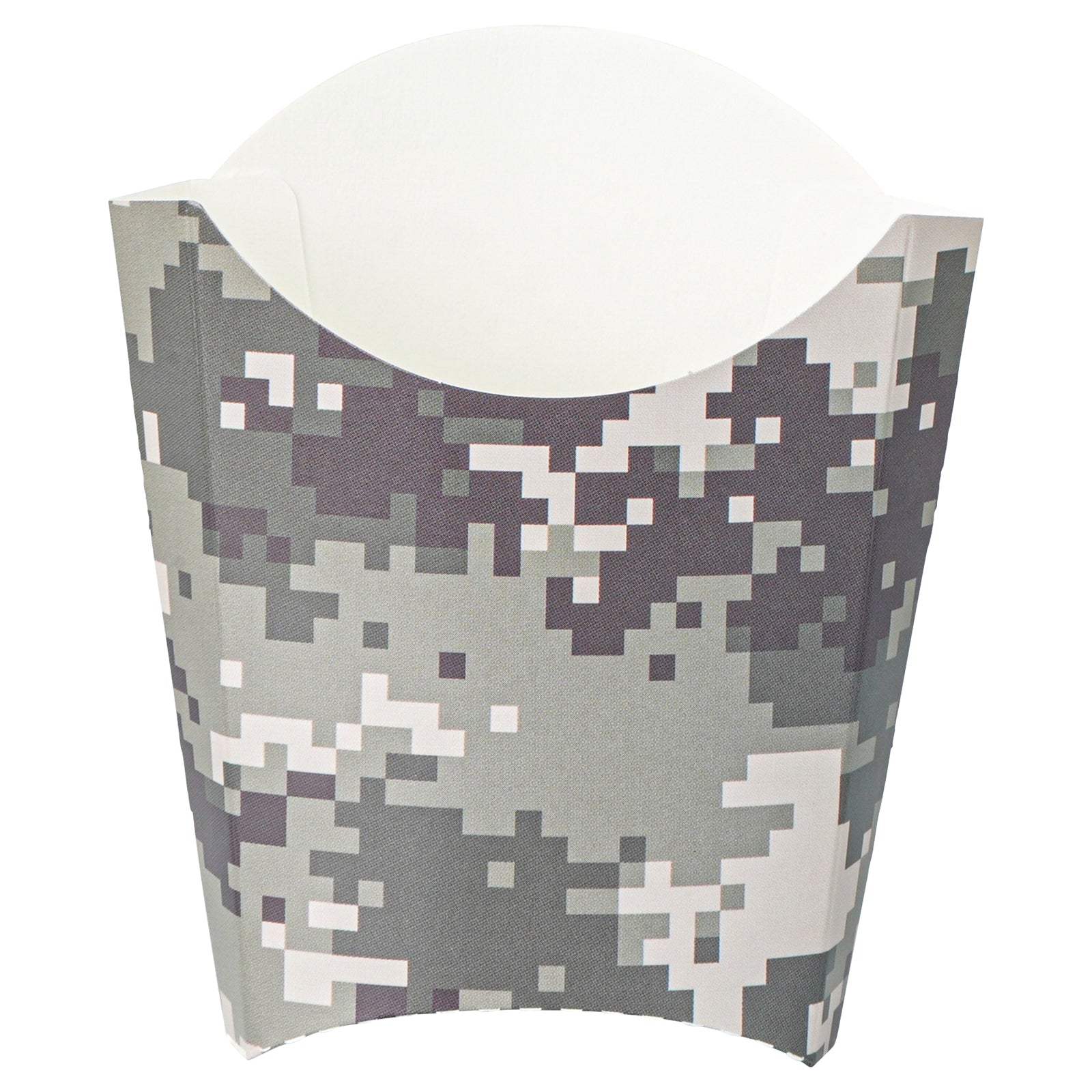 Bio Tek 2 oz Camouflage Paper Fry Cup / Snack Container - 4" x 2 3/4" x 3 1/2" - 100 count box