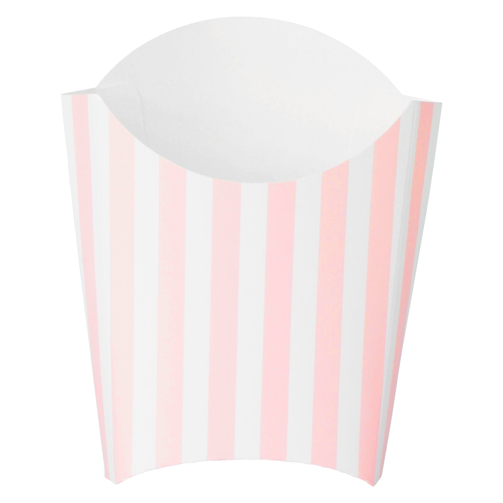 Bio Tek 2 oz Pink and White Stripe Paper Fry Cup / Snack Container - 4" x 2 3/4" x 3 1/2" - 100 count box