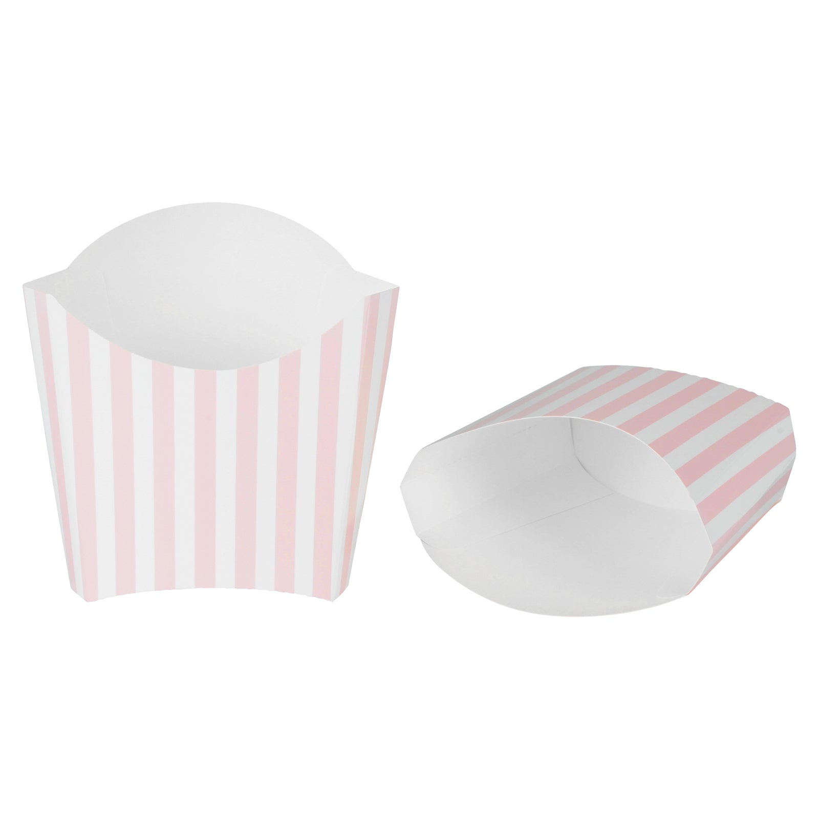 Bio Tek 3 oz Pink and White Stripe Paper Fry Cup / Snack Container - 4 1/2" x 3 1/4" x 3 3/4" - 100 count box