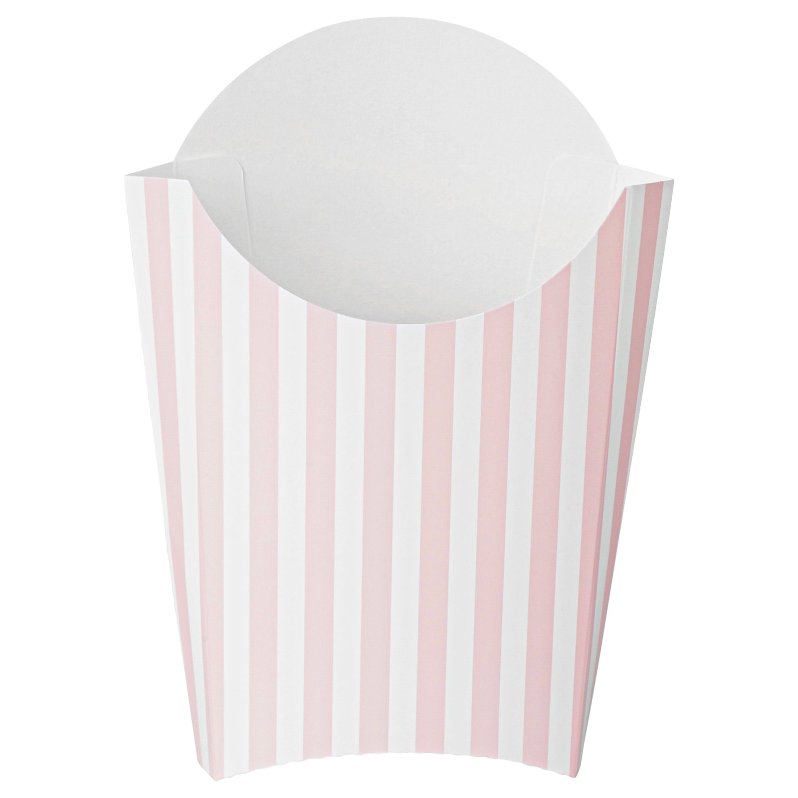 Bio Tek 4 oz Pink and White Stripe Paper Fry Cup / Snack Container - 4 3/4" x 3 1/2" x 5" - 100 count box