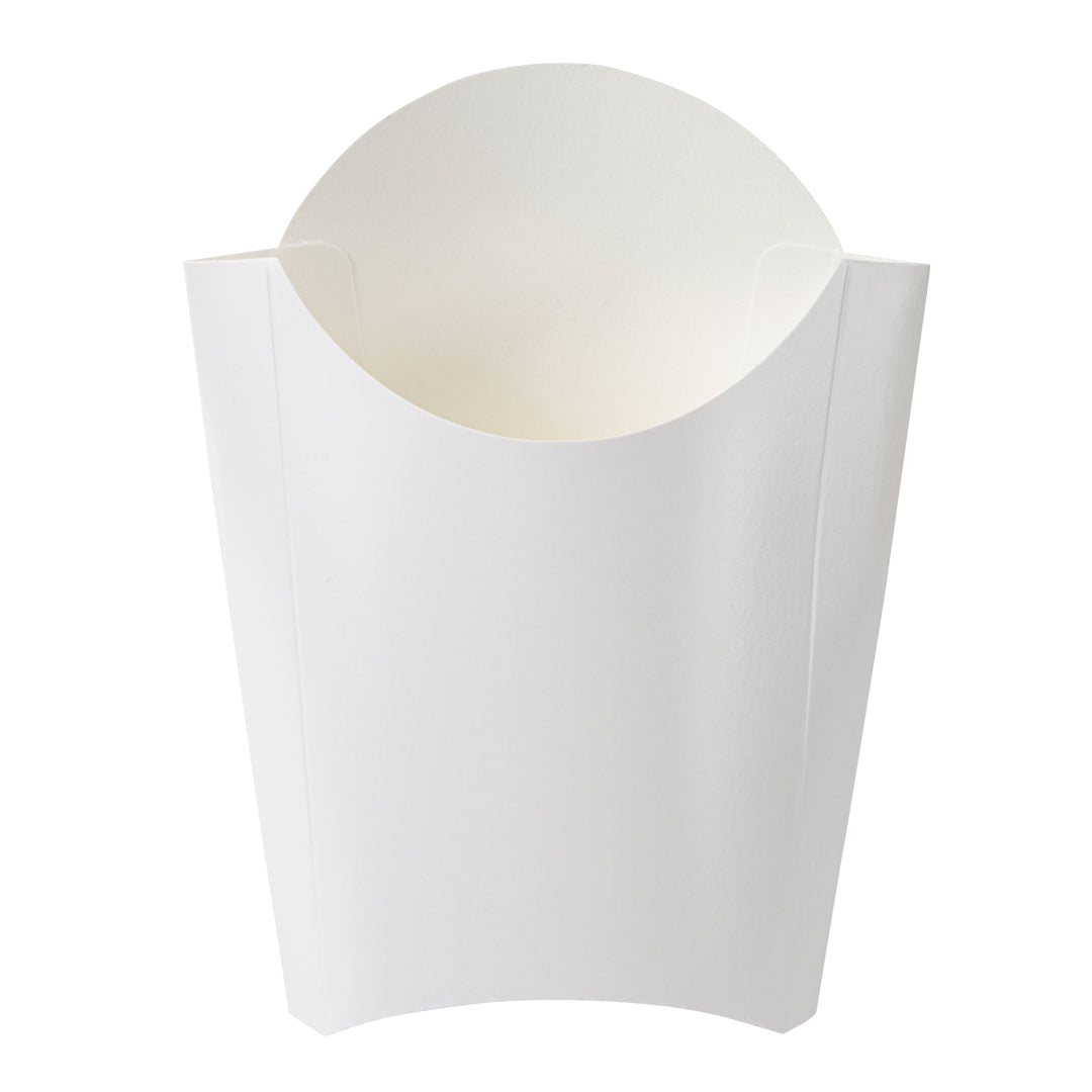 Bio Tek 4 oz White Paper Fry Cup / Snack Container - 4 3/4" x 3 1/2" x 5" - 100 count box