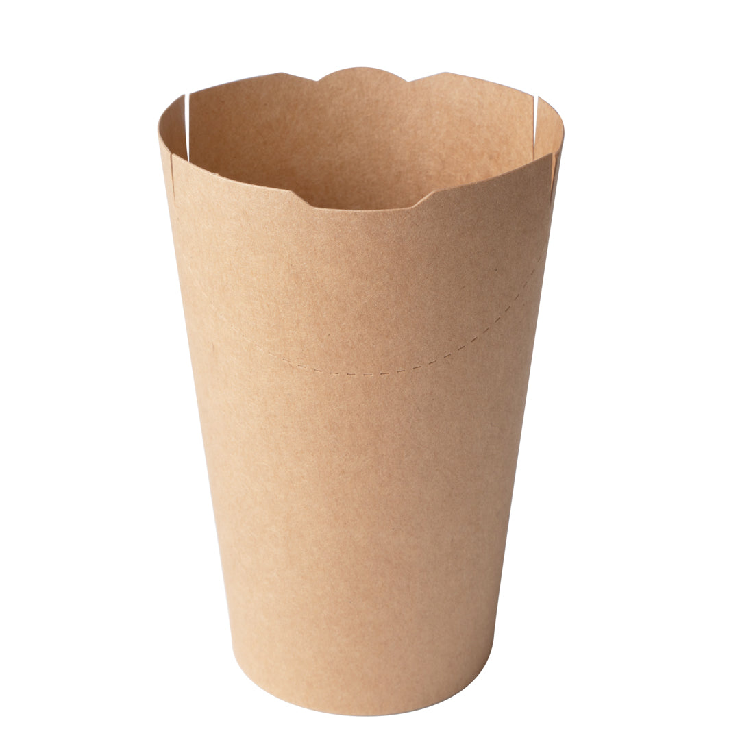 Bio Tek 16 oz Round Kraft Paper To Go Fry Cup - 3 1/4" x 3 1/4" x 4 1/4" - 100 count box