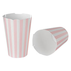 Bio Tek 16 oz Round Pink and White Stripe Paper To Go Fry Cup - 3 1/4