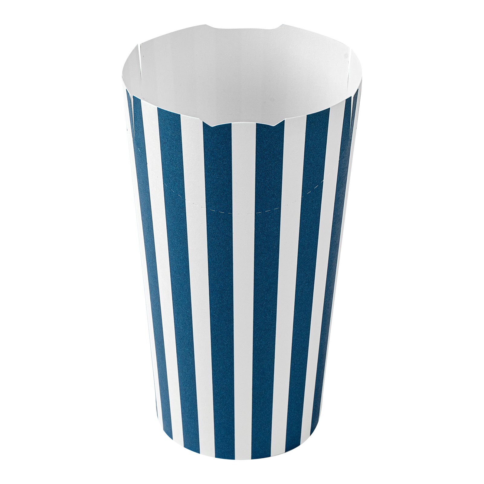 Bio Tek 20 oz Round Blue and White Stripe Paper To Go Fry Cup - 3 1/4" x 3 1/4" x 5" - 100 count box