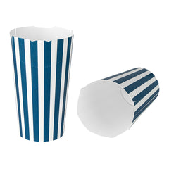 Bio Tek 20 oz Round Blue and White Stripe Paper To Go Fry Cup - 3 1/4