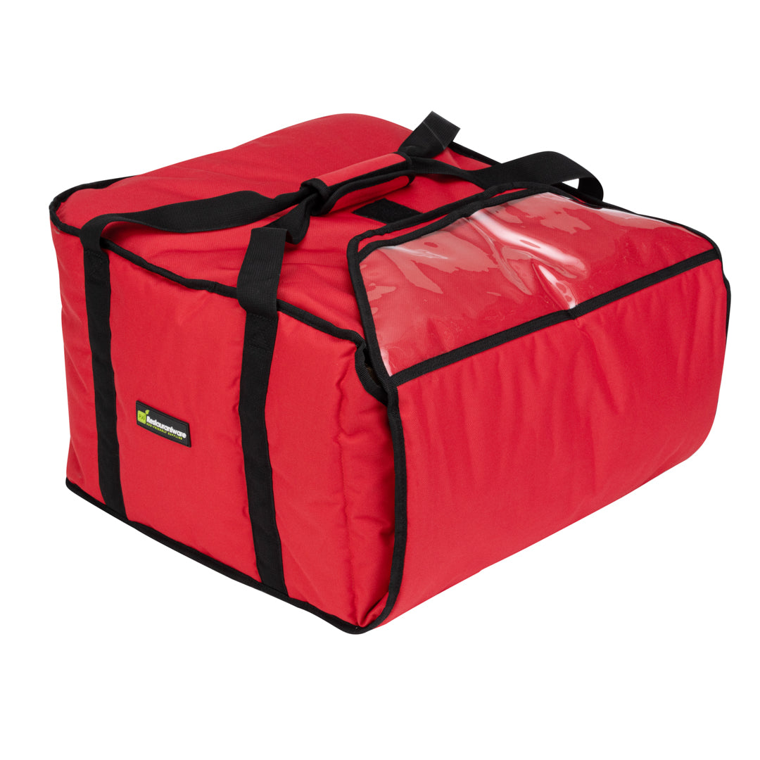 Delivery Tek Red Pizza Bag - Holds 5-18" or 6-16", Insulated - 19 1/2" x 19 1/2" x 12 1/2" - 1 count box