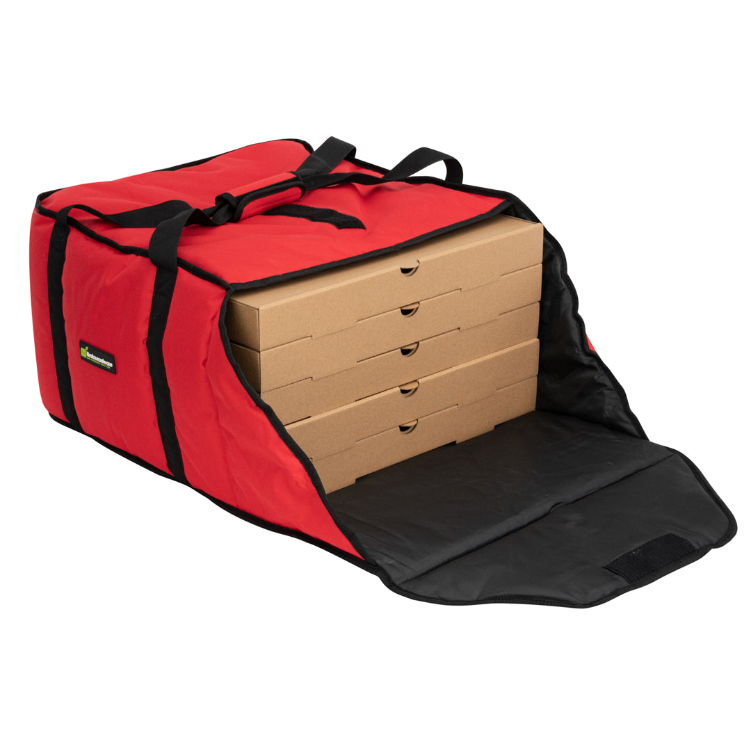 Delivery Tek Red Pizza Bag - Holds 5-18" or 6-16", Insulated - 19 1/2" x 19 1/2" x 12 1/2" - 1 count box