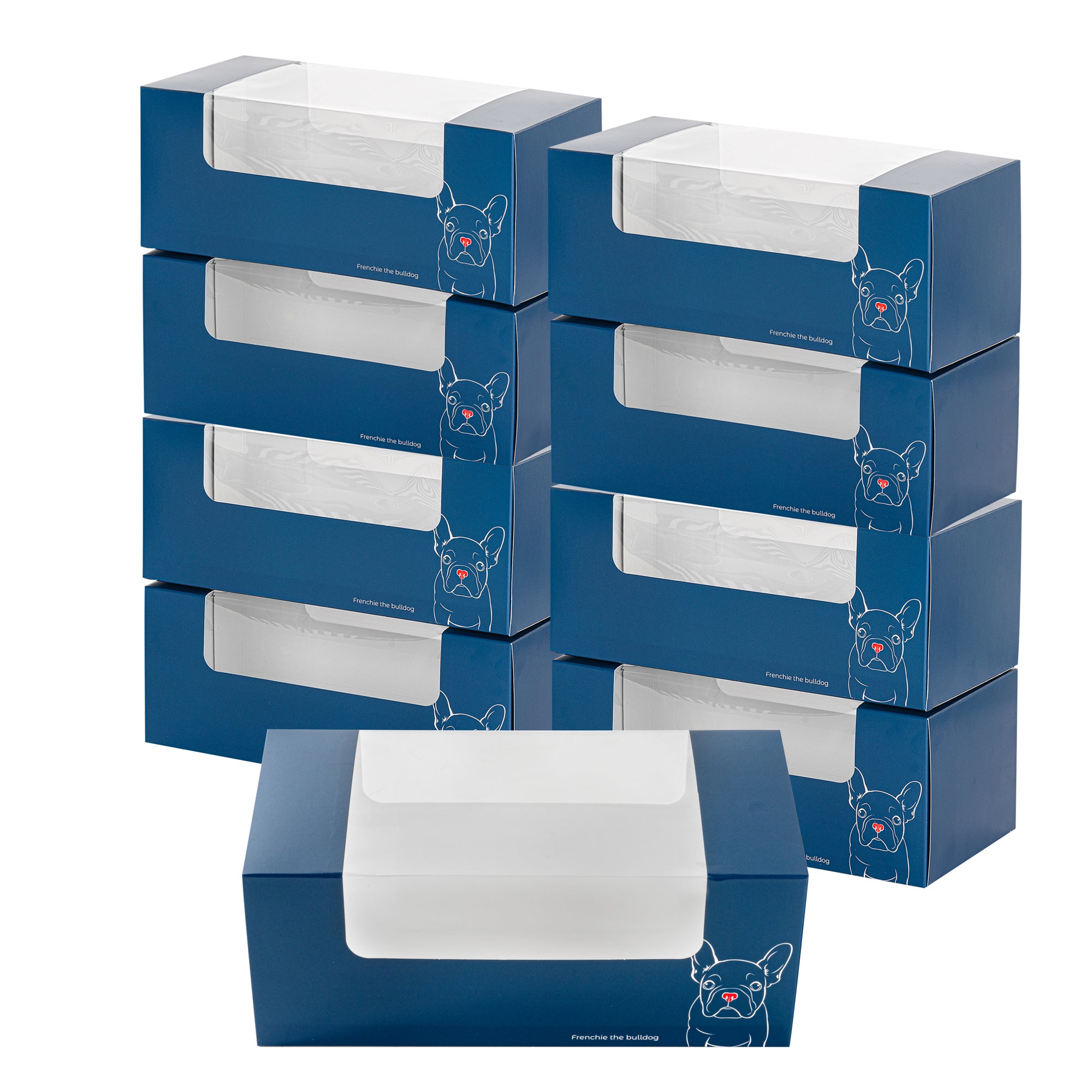 Pastry Tek Frenchie Paper Pastry / Cake Box - with Window - 9 3/4" x 4 3/4" x 4" - 100 count box