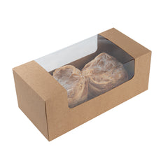 Pastry Tek Kraft Paper Pastry / Cake Box - with Window - 9 3/4