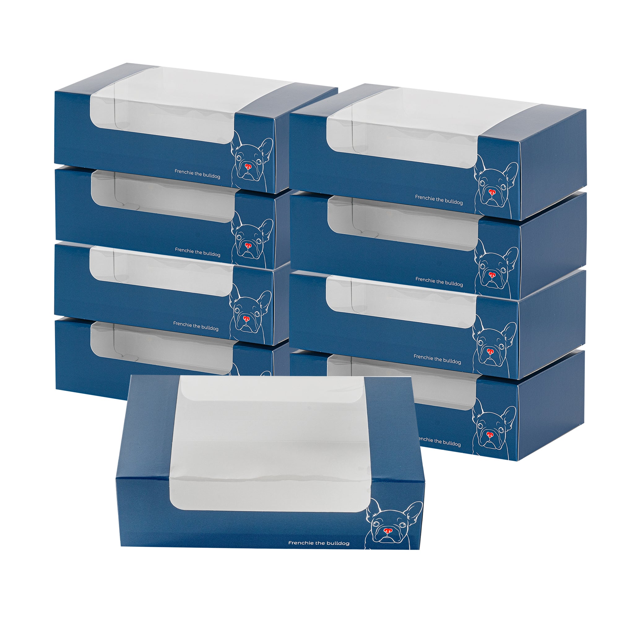 Pastry Tek Frenchie Paper Pastry / Cake Box - with Window - 7 3/4" x 4 3/4" x 2 1/4" - 100 count box