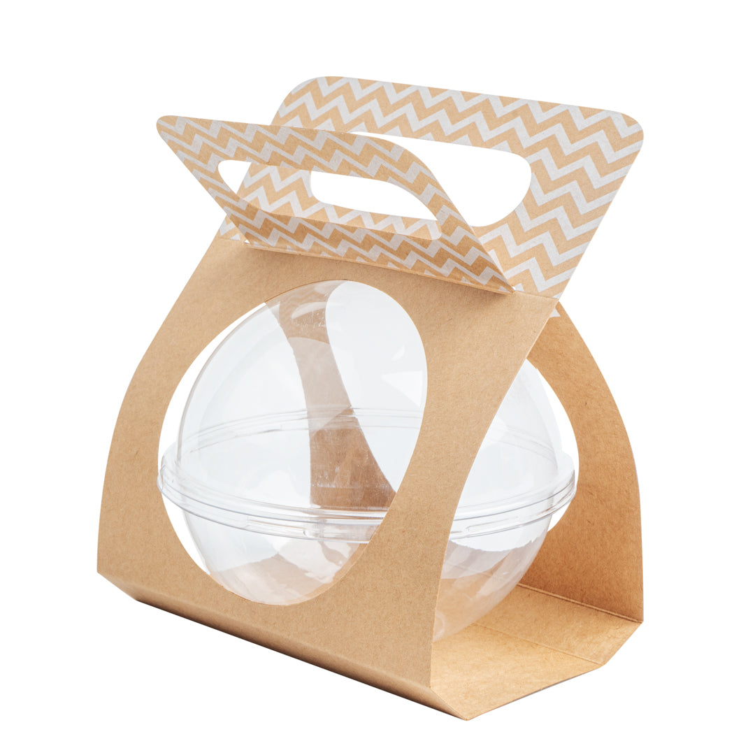 Thermo Tek Kraft Paper Sphere Salad Container Carrier - Fits 12 oz - 50 count box