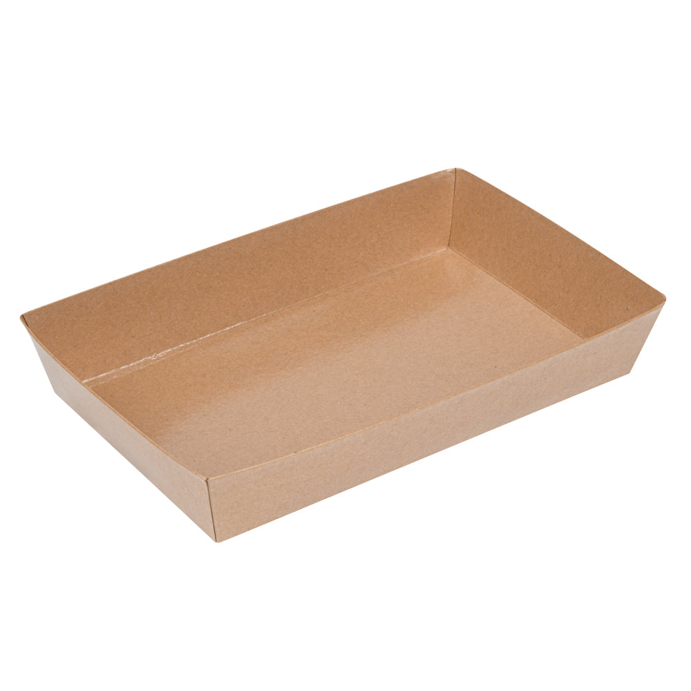 Matsuri Vision Rectangle Kraft Paper Medium Sushi Tray - 8" x 5" x 1 1/2" - 100 count box