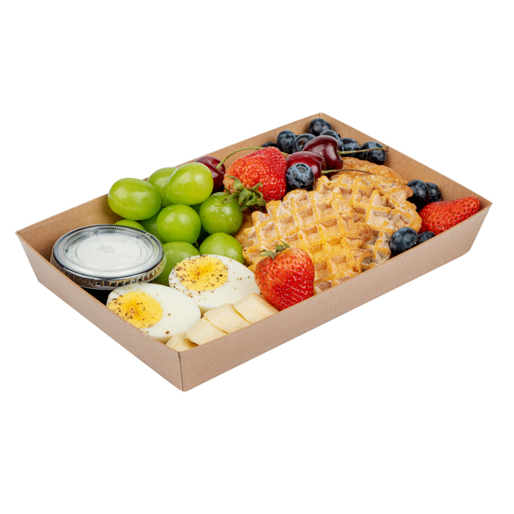 Matsuri Vision Rectangle Kraft Paper Large Sushi Tray - 9" x 6" x 1 1/2" - 100 count box