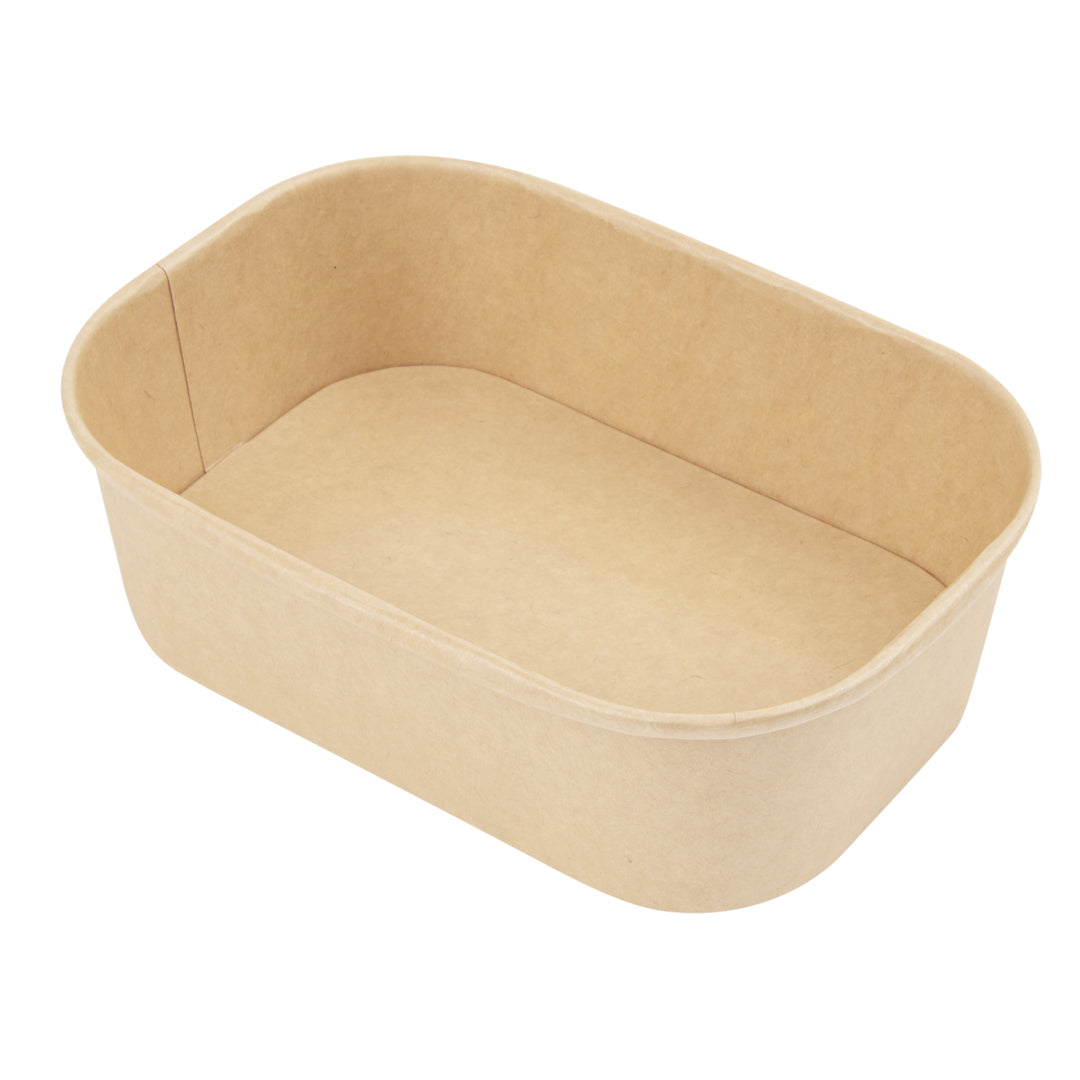 Bio Tek 22 oz Oval Kraft Paper Serving Container - 6 3/4" x 4 1/2" x 2" - 100 count box