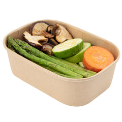 Bio Tek 22 oz Oval Kraft Paper Serving Container - 6 3/4