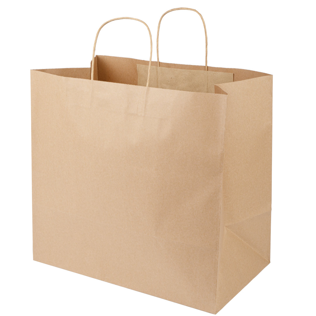 Saving Nature Kraft Paper Retail Bag - with Handles - 14 1/4" x 8 1/4" x 13 1/4" - 100 count box