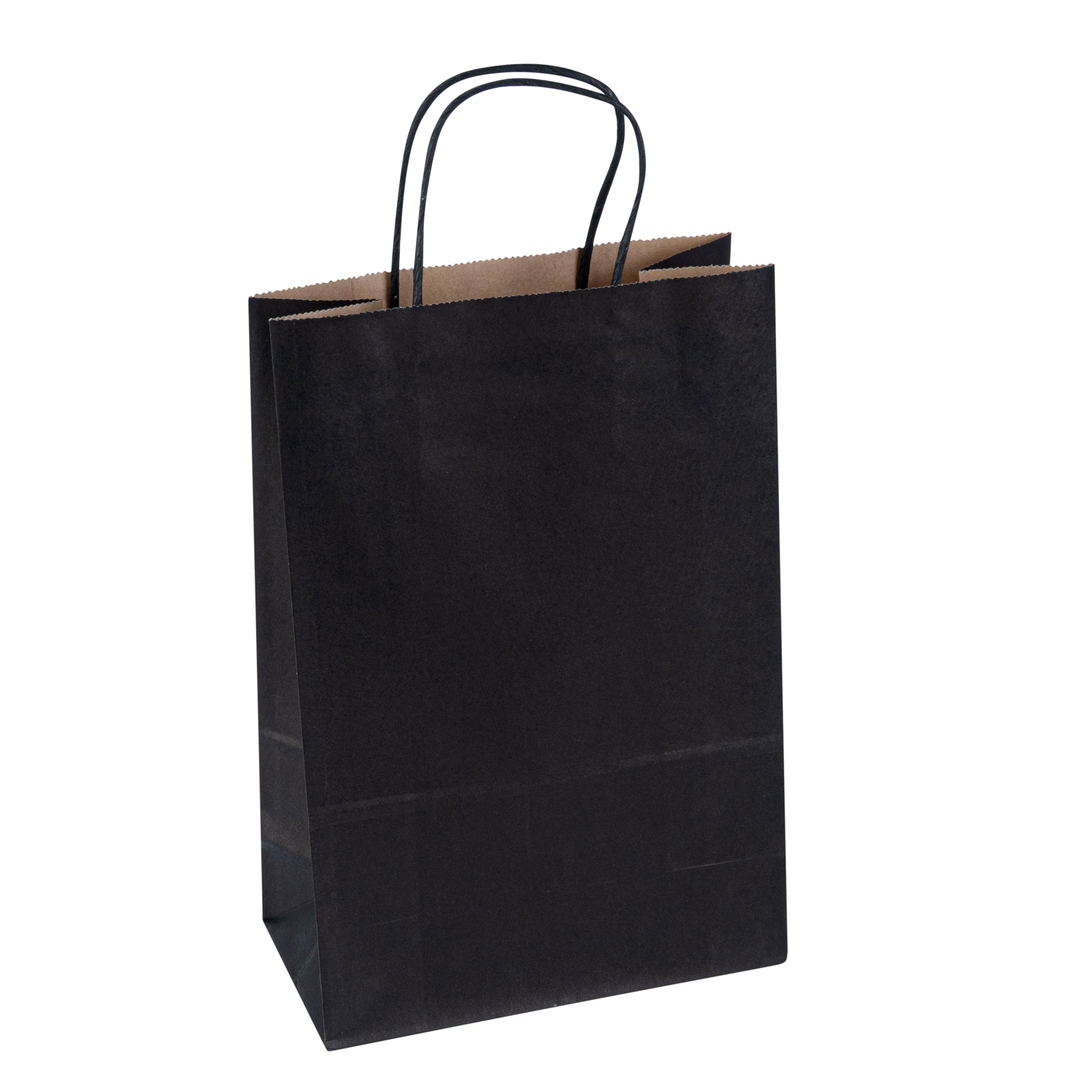 Saving Nature Black Paper Retail Bag - with Handles - 7 3/4" x 4" x 11 1/2" - 100 count box