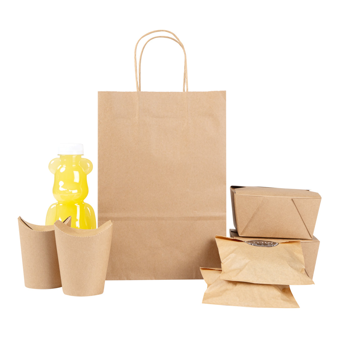 Saving Nature Kraft Paper Retail Bag - with Handles - 7 3/4" x 4" x 11 1/2" - 100 count box